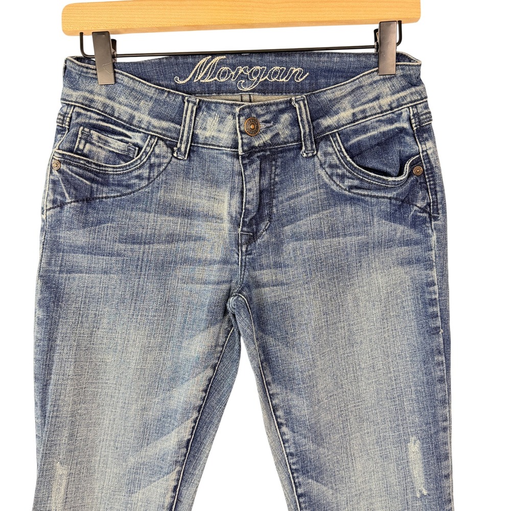 dELiA*s Morgan Low Rise Bootcut Jeans Medium Wash Petite Size 3/4P Distressed - Picture 3 of 9